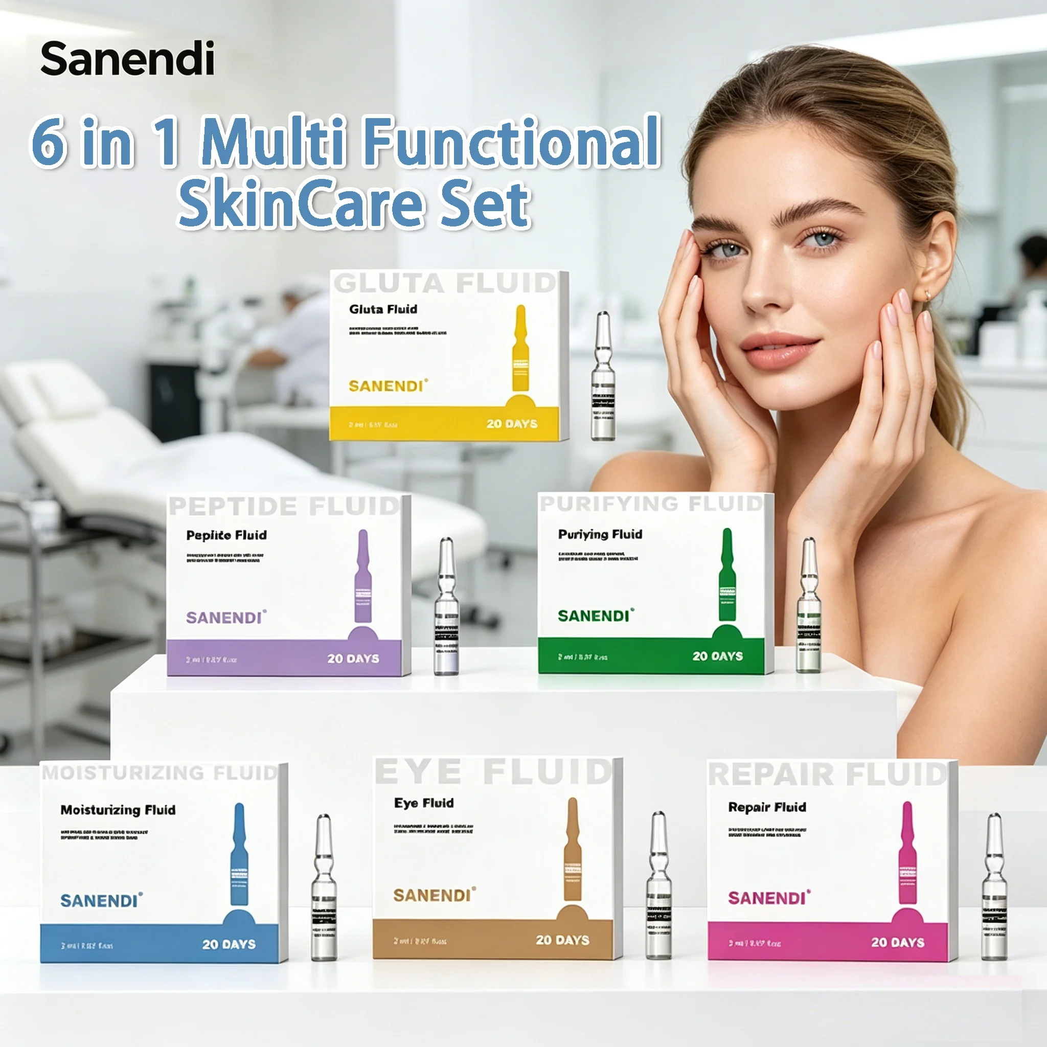 

Сыворотка-бустер Sanendi Peptide GSH с коллагеном для глубокого увлажнения кожи лица и вокруг глаз, корейский уход за кожей, 20 ампул