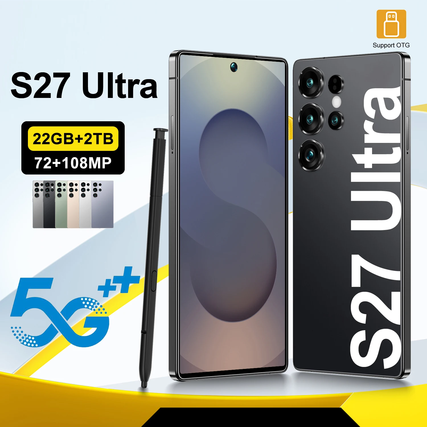 

New S27 Ultra 7.3HD Global Edition Original Smart Dual Card 7800mAh Battery Facial Recognition Function CASE