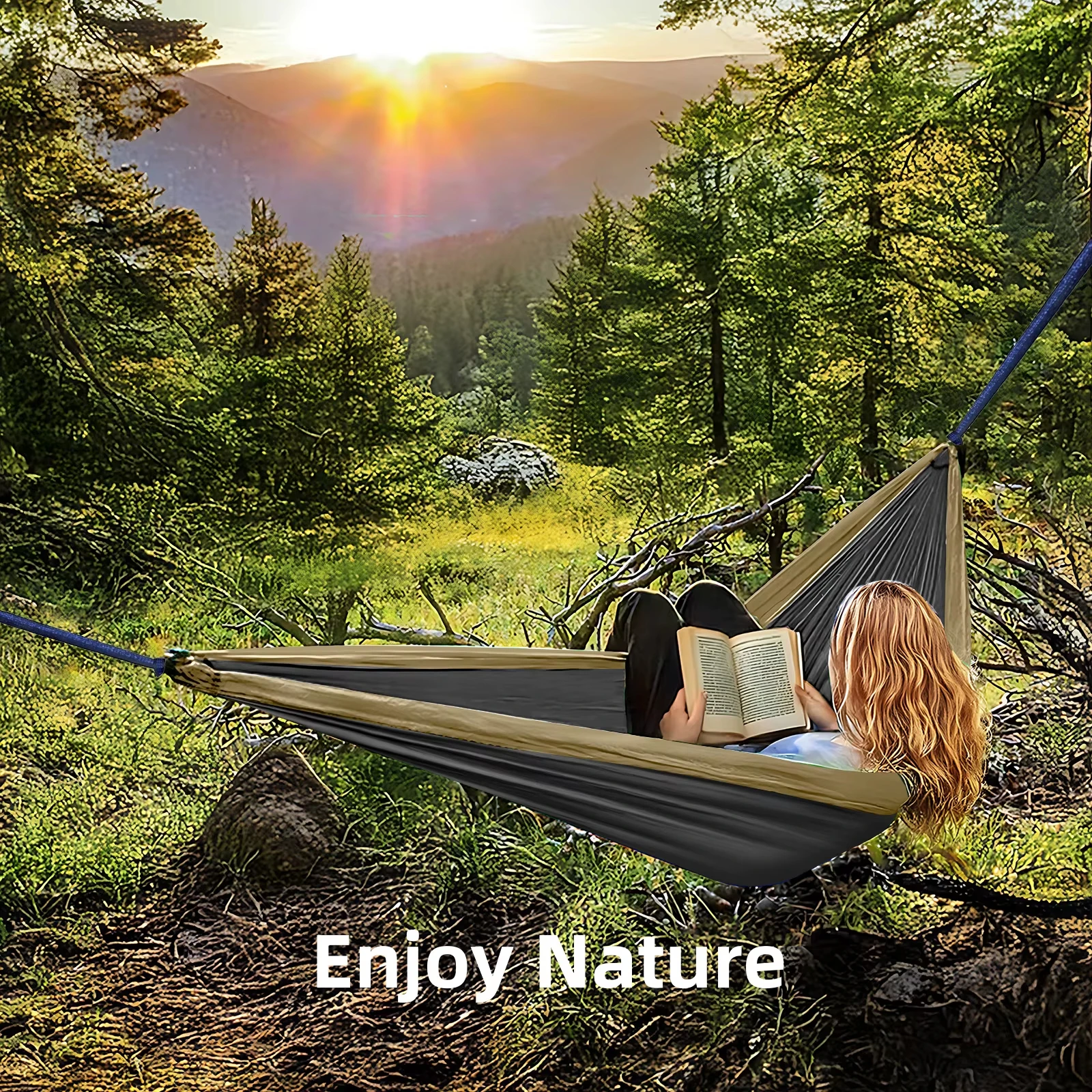 Upgrade Outdoor Camping Hammock Portable Nylon Parachute Fabric Hanging Swing Hammock With Hooks And Cords For Travel Hiking Use