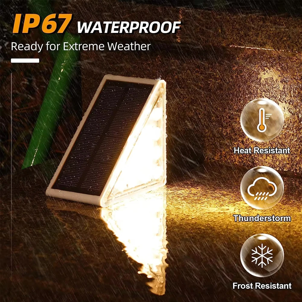 Imagem -03 - Impermeável Led Step Lamp Solar com Lente Anti-theft Decoração Iluminação Luz da Escada ao ar Livre Jardim Deck Caminho Luz Ip67