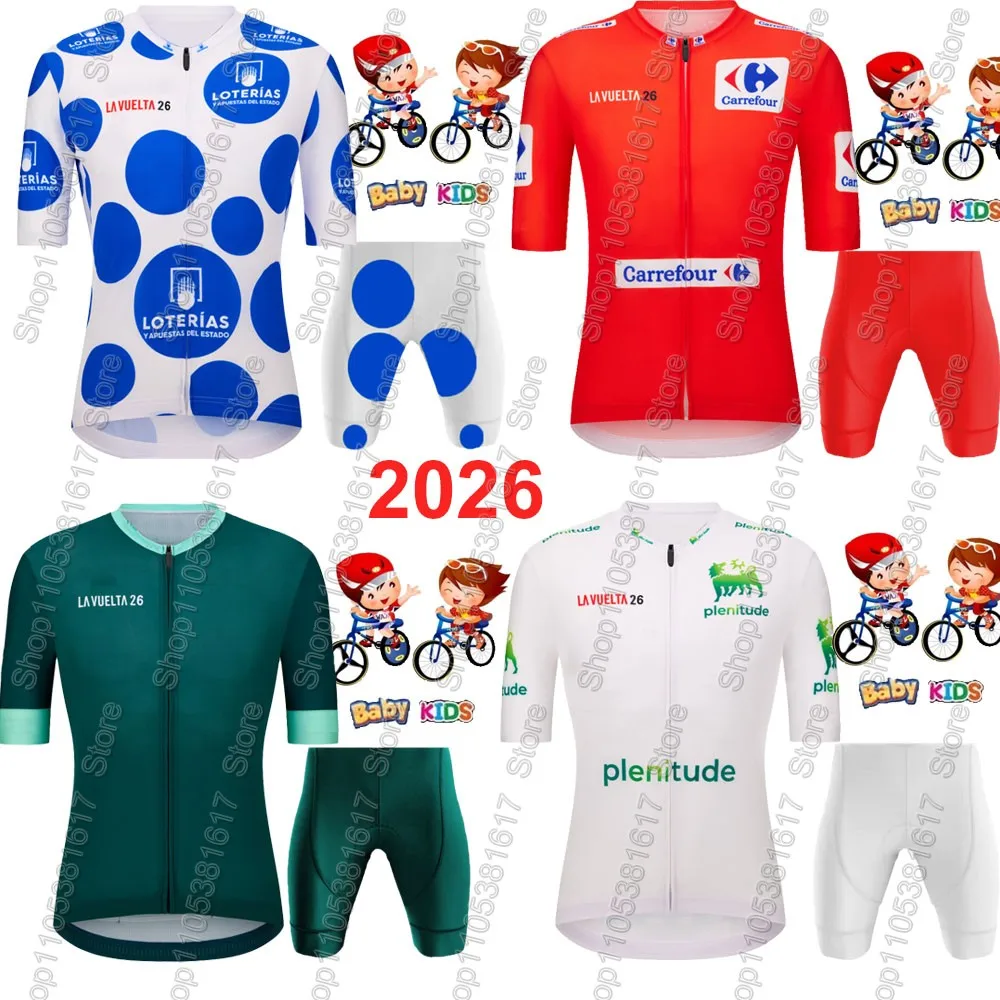 Комплект велоформы для детей 2026 года: велоджерси и шорты для мальчиков и девочек, красно-зеленый в горошек, для велоспорта, MTB