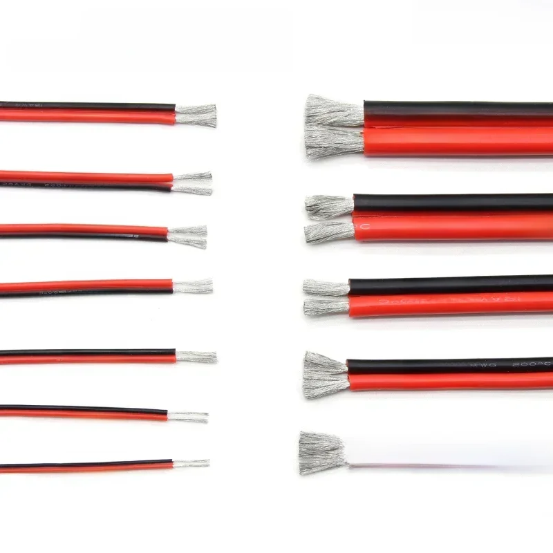 1/2/5m Vertind Koperdraad Siliconen Rubber Kabel Zacht 8 10 12 14 16 18 20 22 24 26 AWG DIY 2 Pins Flexibele LED Lamp Connector - afbeelding 2