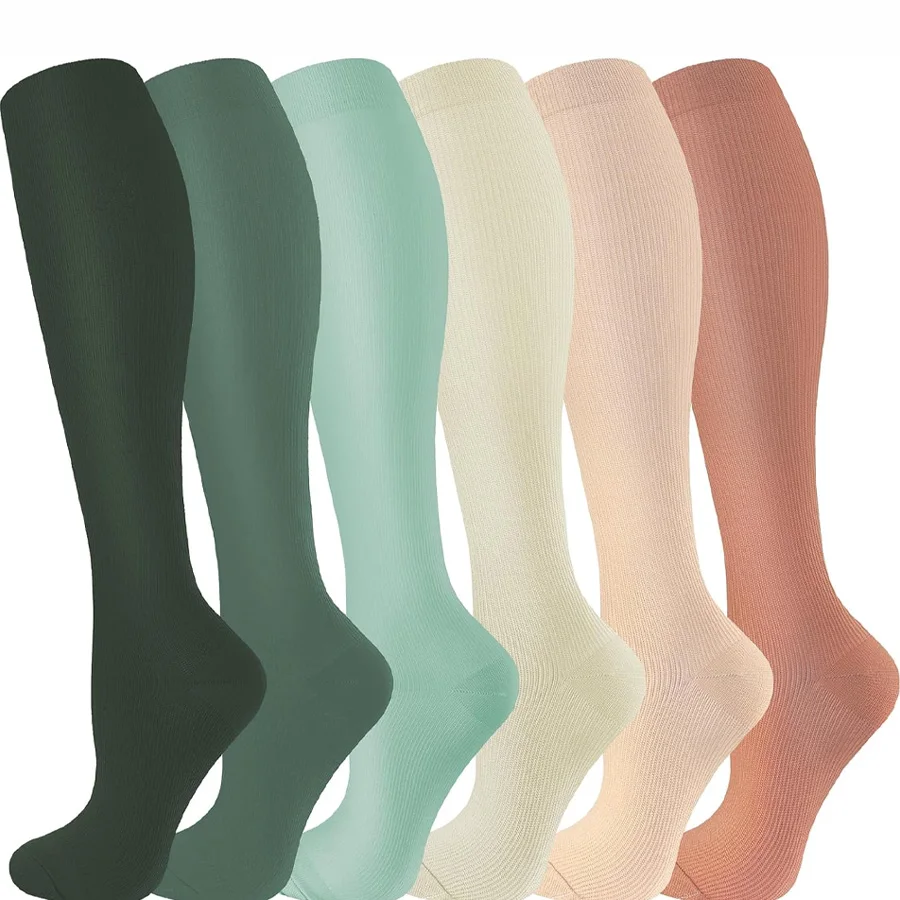 

6-парные компрессионные носки для мужчин и женщин, удобные и дышащие, идеально подходят для занятий спортом на открытом воздухе, фитнеса, путешествий и езды на велосипеде.