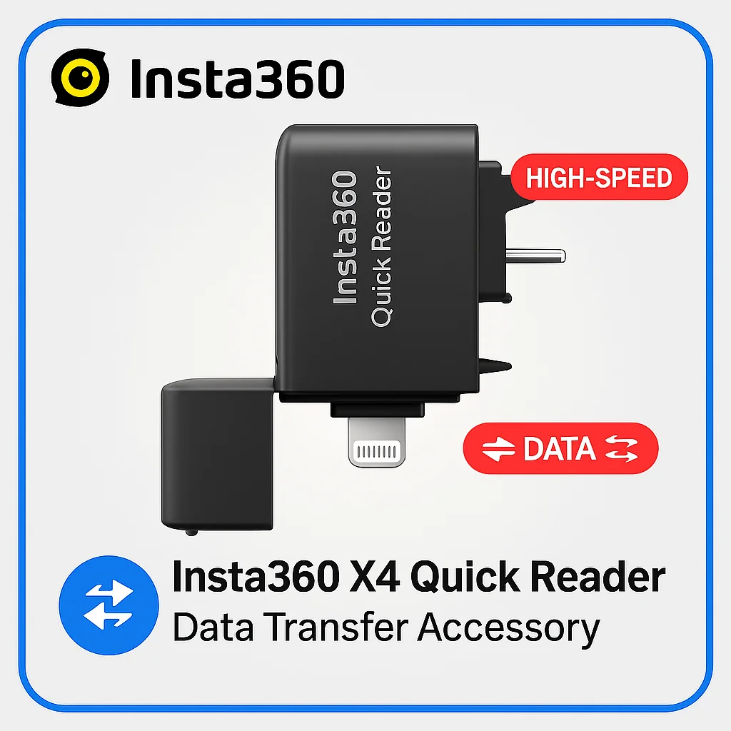 

Quick Reader for Insta360 X4 | Dual-Port USB-C & Lightning Adapter | Plug-and-Play File Transfer for iOS & Android Devices