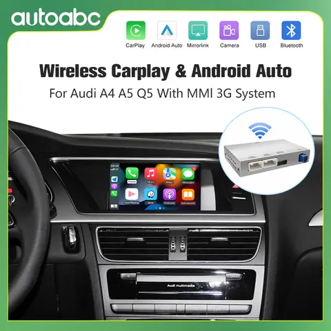 아우디 A4 B8 A5 Q5 2009-2015 무선 CarPlay 안드로이드 오토 (MMI 3G 지원, 에어플레이 미러링크, 블루투스 내비게이션 포함)