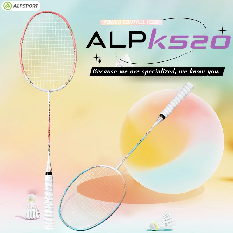 Alpsport K520 4U badminton racket pink racket carbon fiber outdoor sports blue racket with string and racket bag