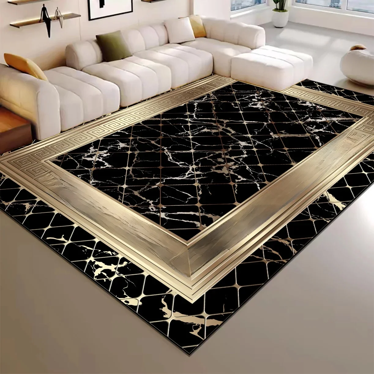 Tapis de salon de luxe haut de gamme, tapis de grande surface, décor de chambre, tapis de sol dorés, tatami européen lavable, polymères non ald, 200x300cm