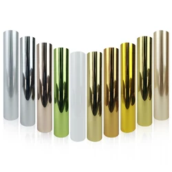 Wholesale PET Metallic Heat Transfer Vinyl Roll Iron On Vinyl For Cutting Machines HTV Vinyl Film