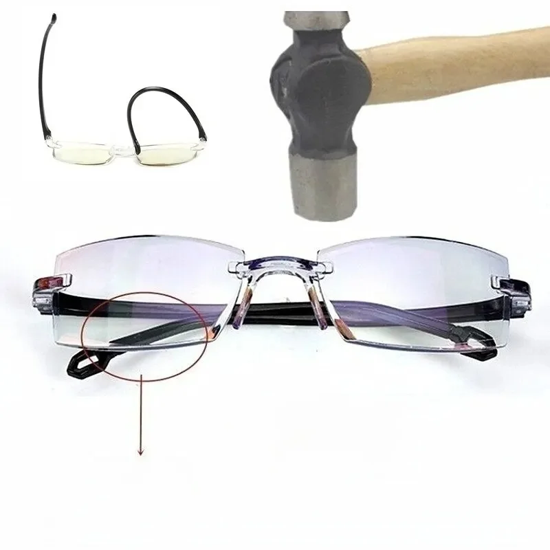 2 paar Neue Männer Frauen Randlose Lesebrille Anti Blau Licht Bifokale Weit In Der Nähe Vergrößerung Brillen Presbyopie Brille + 150 + 200