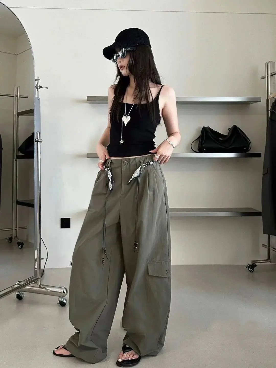 Women's early autumn casual loose wide leg trousers