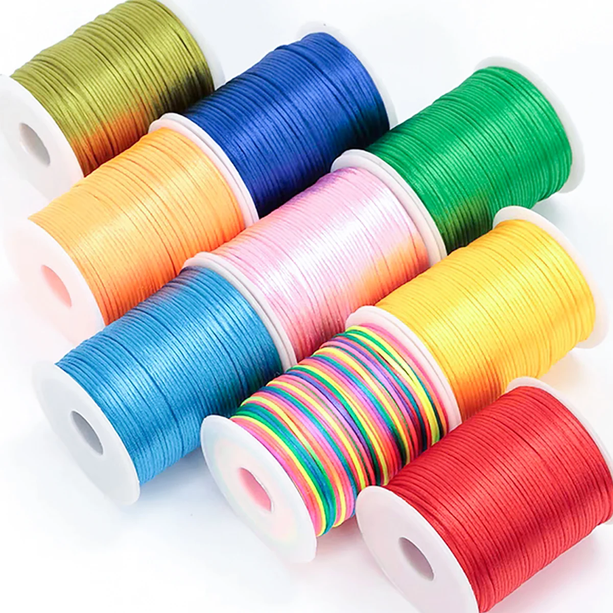 1.5mm/Roll Nylon Satin Cord Chinese Knot Thread Strong Bracelet Braided Macrame Silk Satin Rat Tail Rope For Jewelry Line Crafts