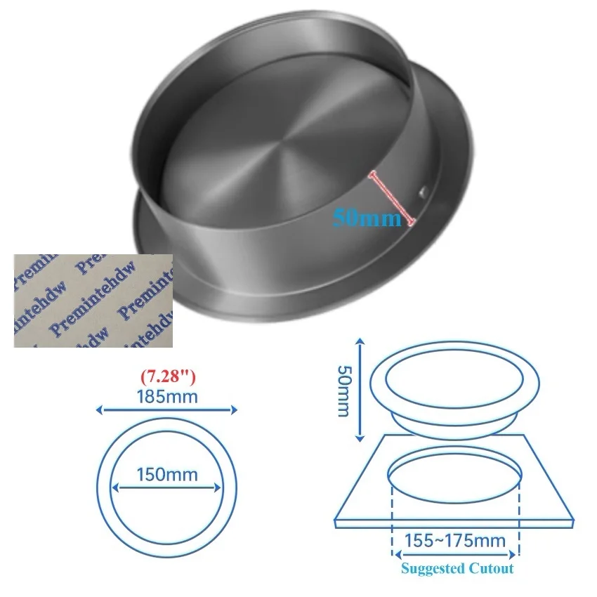 1Piece 304 Stainless Steel Dia.185mm Round Countertop Swing Flap Top Lid Cover Gold Grey