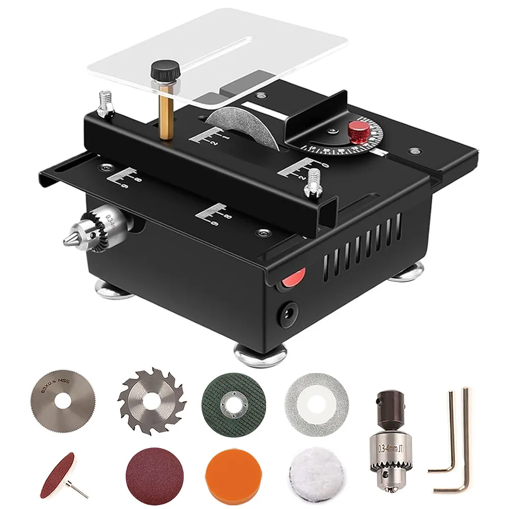 Mini sega da tavolo 6000 giri/min seghe da banco elettriche sega da tavolo per uso domestico lavorazione del legno fai da te modello in PVC acrilico utensile da taglio tornio