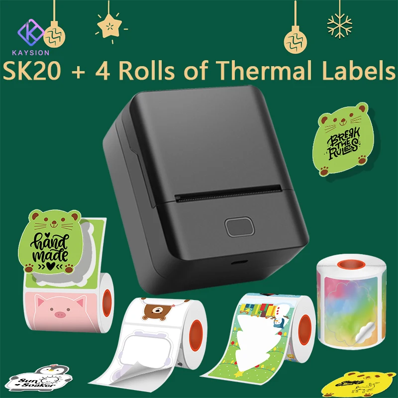 

Mini Label Printer Inkless Thermal Printer Pocket Bluetooth Printer for Halloween Christmas Gift for Photo,Memo Impressora