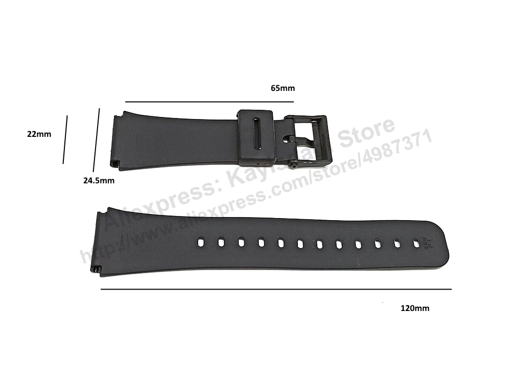 Fits/For Casio DBC-81 , DBC-81B , DBC-81G , DBC-30 , DBC-310 , DBC-310B 22mm Black Rubber Replacement Databank Watch Band Strap