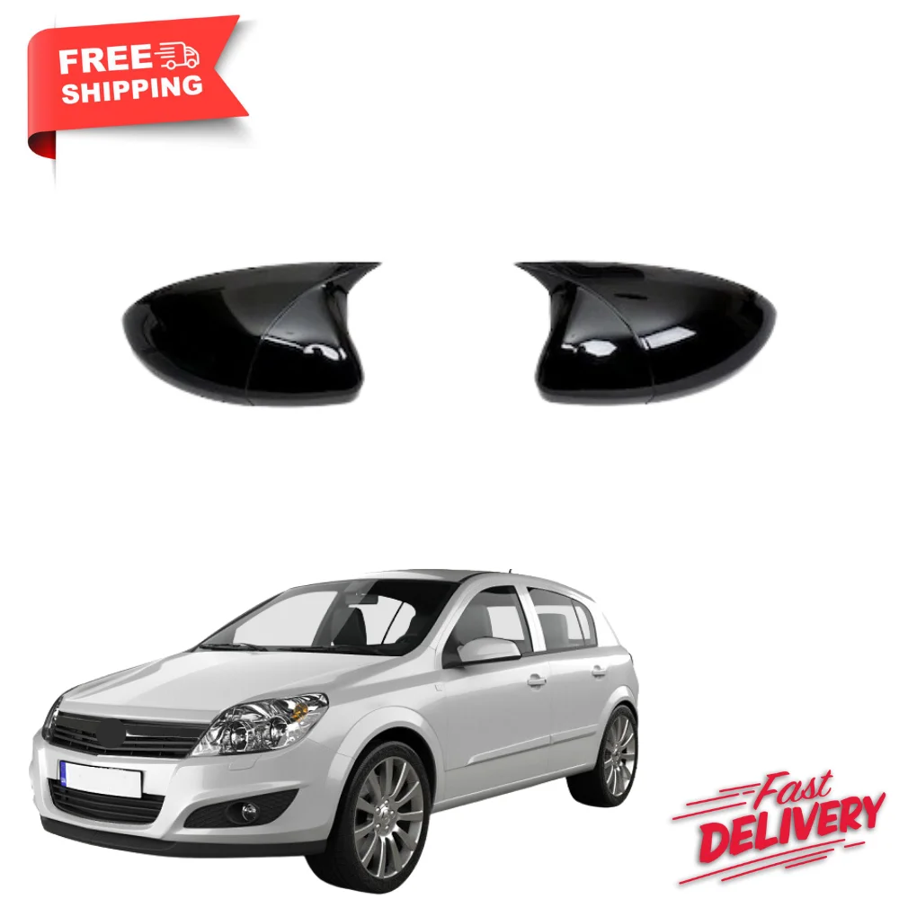 Mirror cover for Opel Astra H, glossy black, 2004 2005 2006 2007 2008 2009, piano black, left and right-Free Shipping