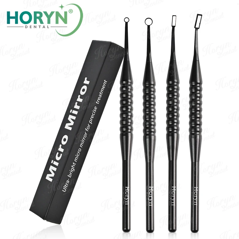 4Pcs Dental Mirror Set Stainless Steel Oral Examination Mirror Anti-Slip Handle High Definition Teeth Cleaning Dental Tools