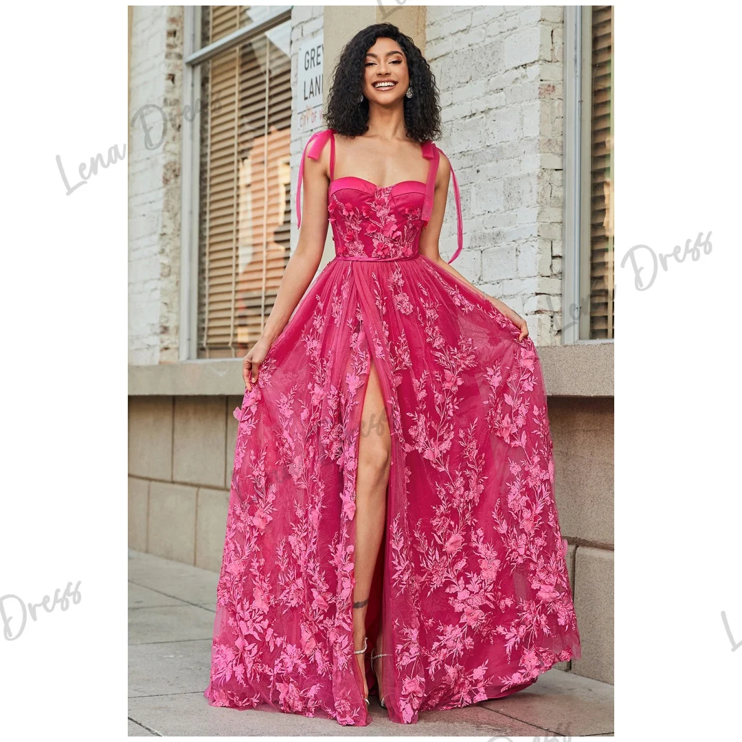 Lena Luxurious Saudi Evening Dress Es A Word Happy Sharon Evening Dresses for Formal Occasions Spaghetti Straps Bright Pink Slit