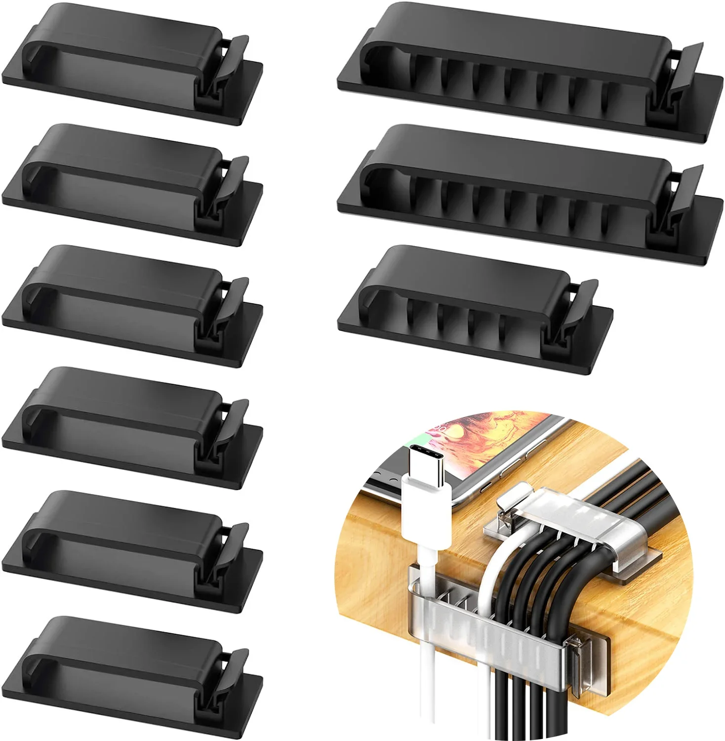 Organisateur de câbles, Clips de câbles auto-adhésifs, pince de gestion de câbles USB, support de cordon mural pour voiture, maison, bureau, gestionnaire d'enrouleur de fil de chargement