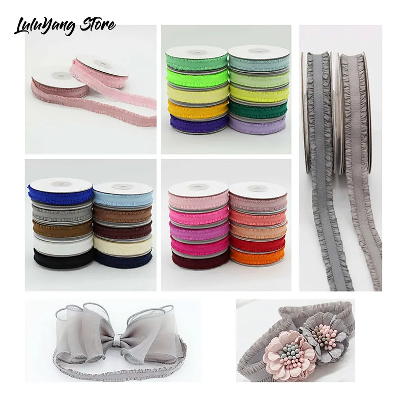 

Elastic Ribbon Bias Tape, Double Ruffled Edges, Stretch Trim for Baby Hairband, Rubber Rope, Garment Strap, Cloth Bra Decoration