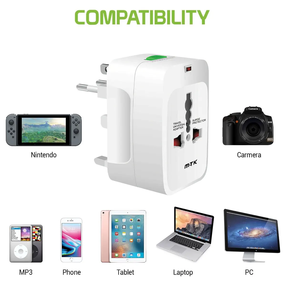 Universal European to American Standard Adapter Multi-Travel Power Converter International Charger Compatible with Usa Eu Uk Au Home Electronics Accessory