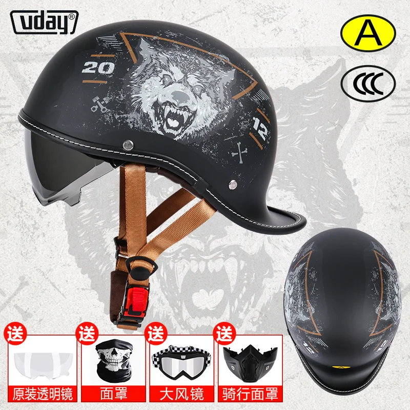 VDAY Baseball Cap Helmet Motorcycle Vintage Retro Helmets City Helmat For Electrict Bike Open Face Scooter Cruiser Men Women Kid