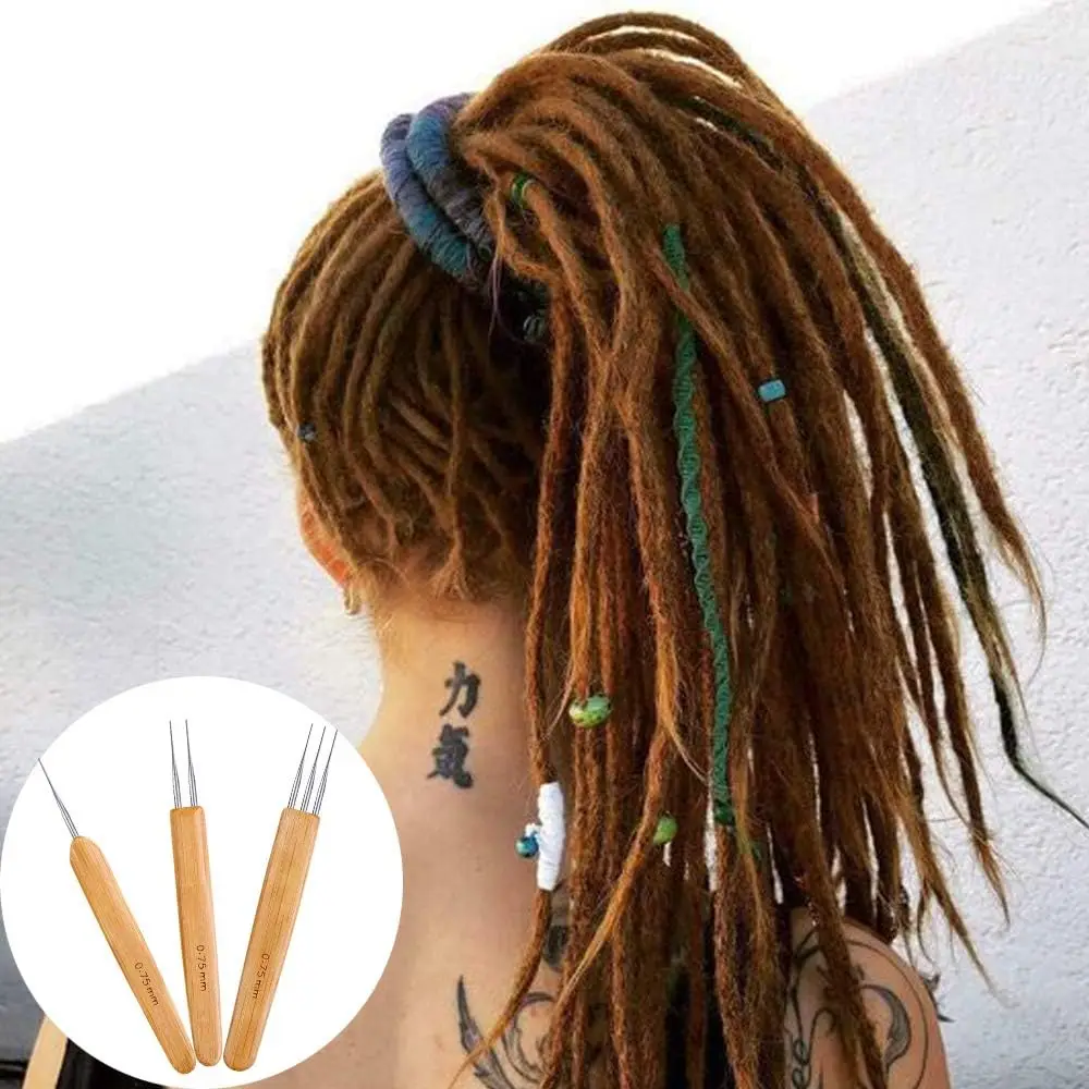 3pcs/Set 0.75mm Dreadlock Crochet Hook for Hair  Dreadlock Needle Tool for Braid Bamboo image 5