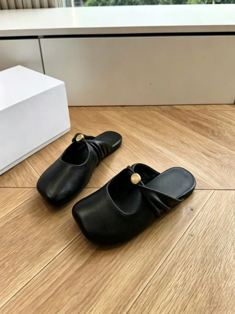 Summer New High-quality Women's Fashionable Knot Design Comfortable And Lightweight Flat-top Slip-on Slippers No Box 027
