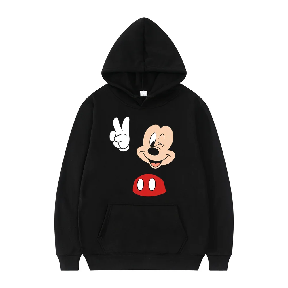 2025 New Disney Mickey Minnie Casual Men's and Women's Hoodies Cartoon Minnie Pattern Large Size Pullover Spring and Autumn Outd