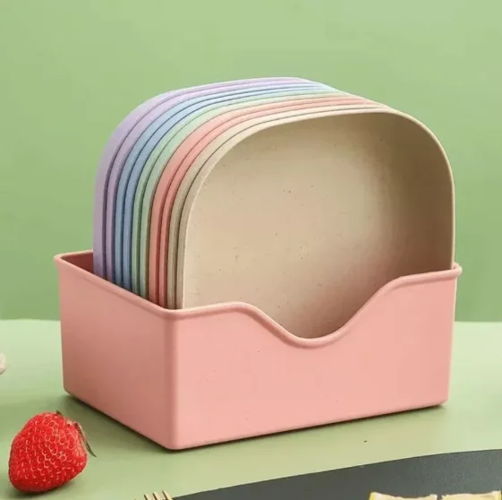 10 Dishes Set Set With Base Reusable Pure Plastics-Neverdie Store