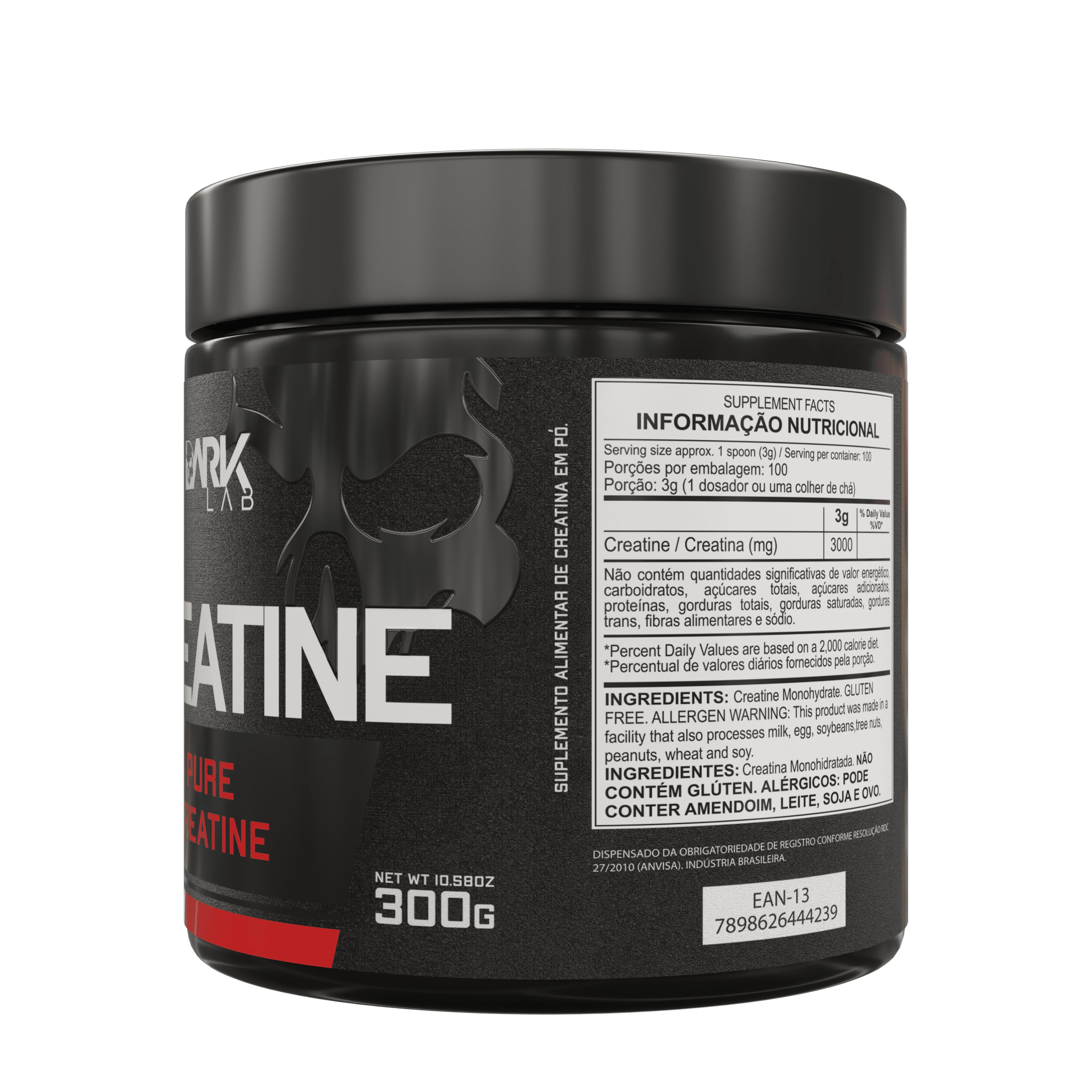 Creatina-100% pura, 300g, dark lab, 2 unidades