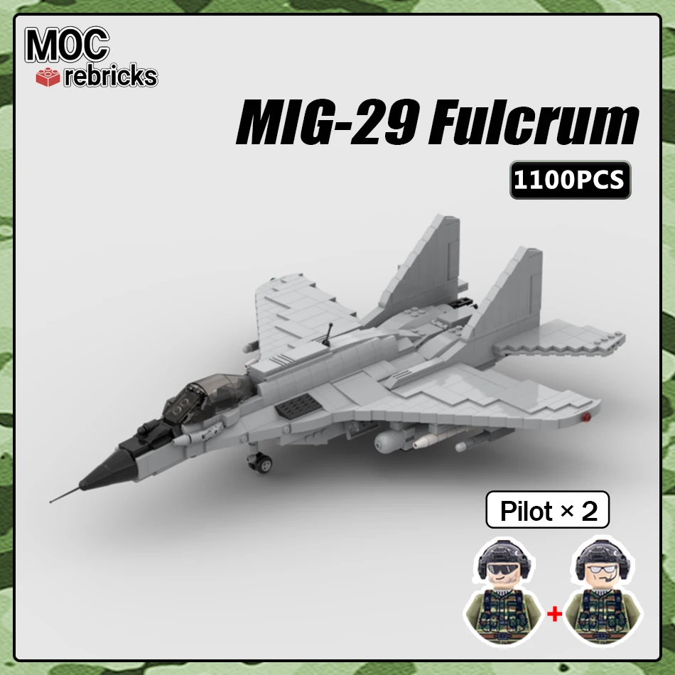 Militär Serie MOC Ziegel Russische Luftwaffe MIG-29 Fulcrum Fighters Bausteine WW2 Flugzeug Modell DIY Set Junge Spielzeug Geschenke