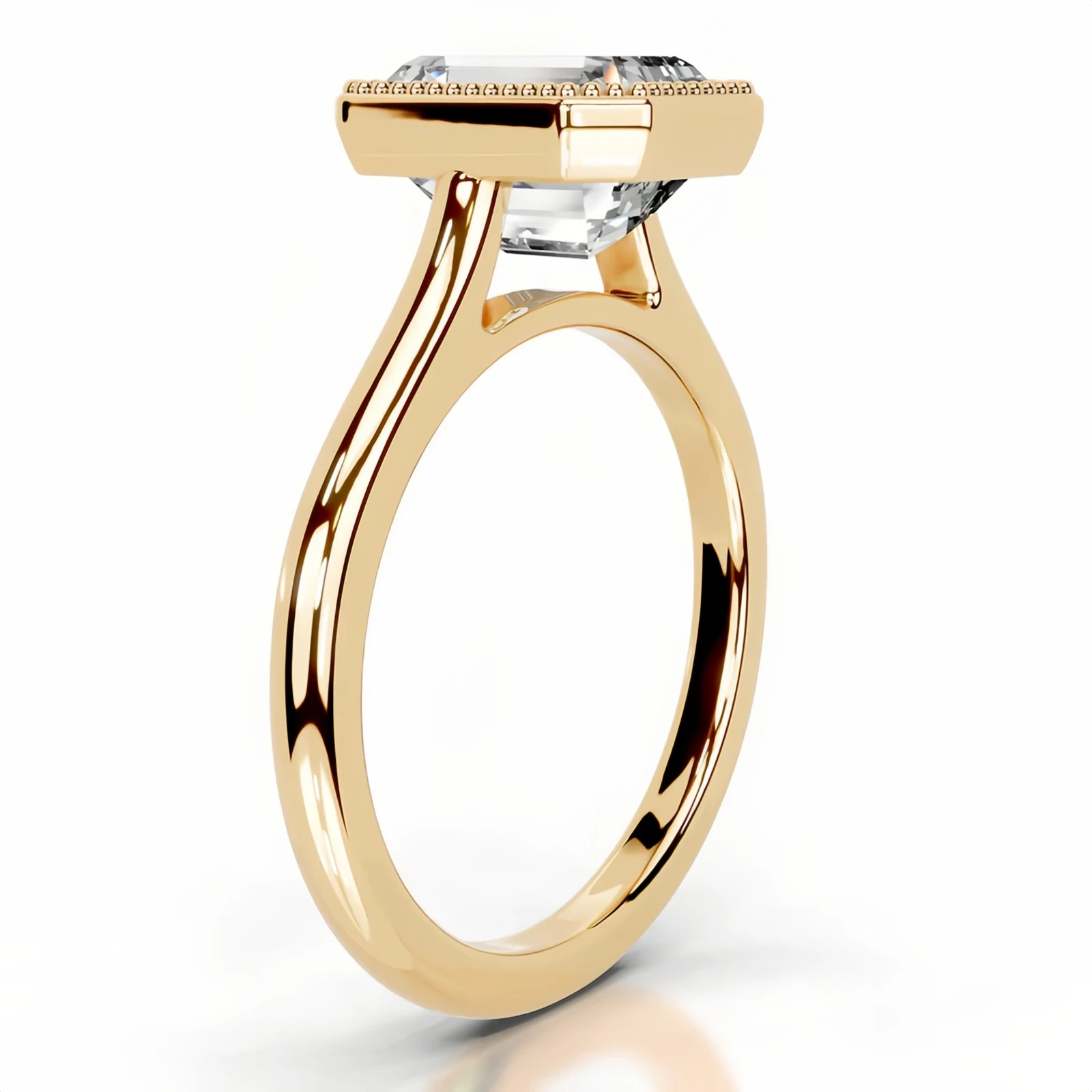 GEM'S BALLET Vintage-Inspired 2CT 6x8mm Emerald-Cut Moissanite Engagement Ring with 925 Sterling Silver Milgrain Bezel Setting