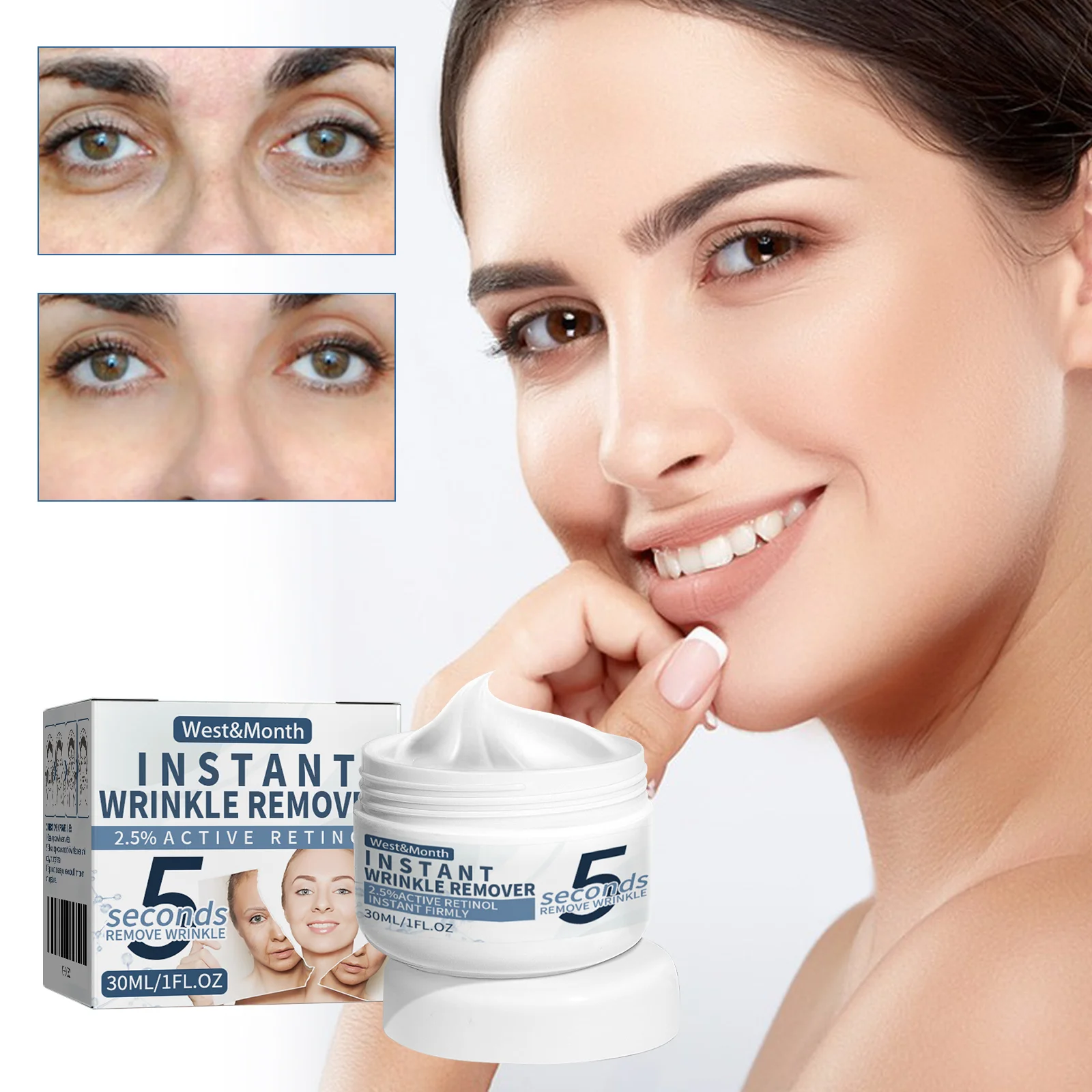 West & Month 30g crème Anti-rides au rétinol 5 secondes instantanées lignes fines lisses nourrissant visage soin hydratant crème liftante