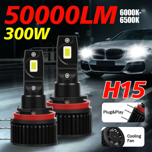 Bombilla LED para faros de coche H15, Canbus, haz alto y bajo, 6000K-6500K, luz blanca DRL para conducción diurna, 50000LM, 24V, lámpara para automóvil Plug & Play