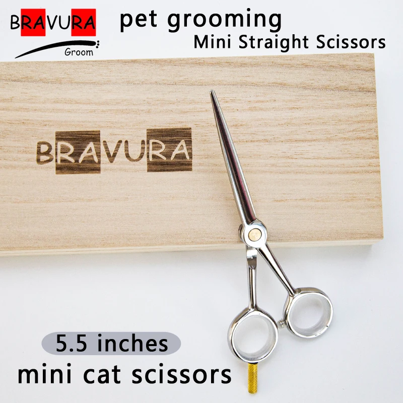 Bravura 5.5 inch Professional Pet Grooming mini Scissors 440c Pets Trimming Scissors Straight Advanced trim hair