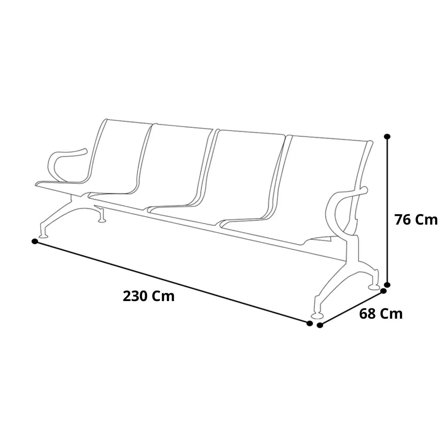 مقعد بلولاندر فولاذي ذو 4 مقاعد، مقعد لغرفة الانتظار، للاستقبال والمكاتب والمستشفى والبنك الخارجي #5