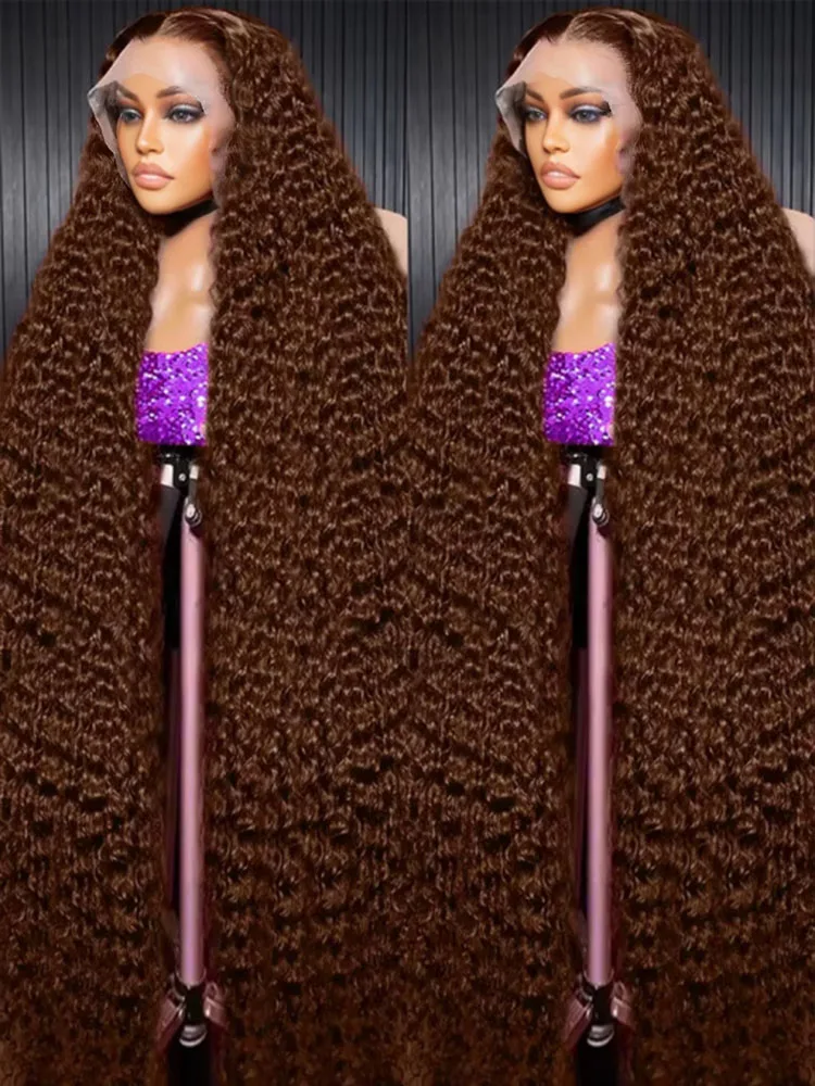 

Mossily Curly HD 250% Chocolate Brown Deep Wave 13x6 Lace Front Human Hair Wigs 30 40 Inch Curly Remy Hair 13x5 Lace Front Wig