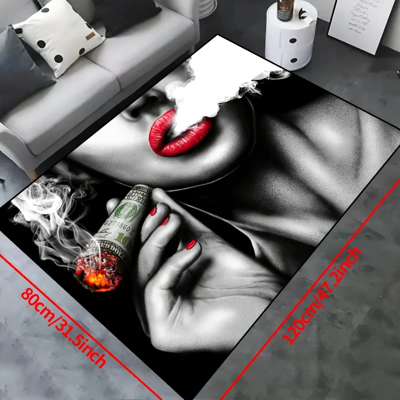 Beauty Smokes Rutschfeste Flächenmatte, einzigartiges Lippenkunst-Design, Bodenmatte, Eingangsbereich, Zubehör, Teppich, Zuhause, Willkommensmatte, Live-Raumteppich – Detail 5