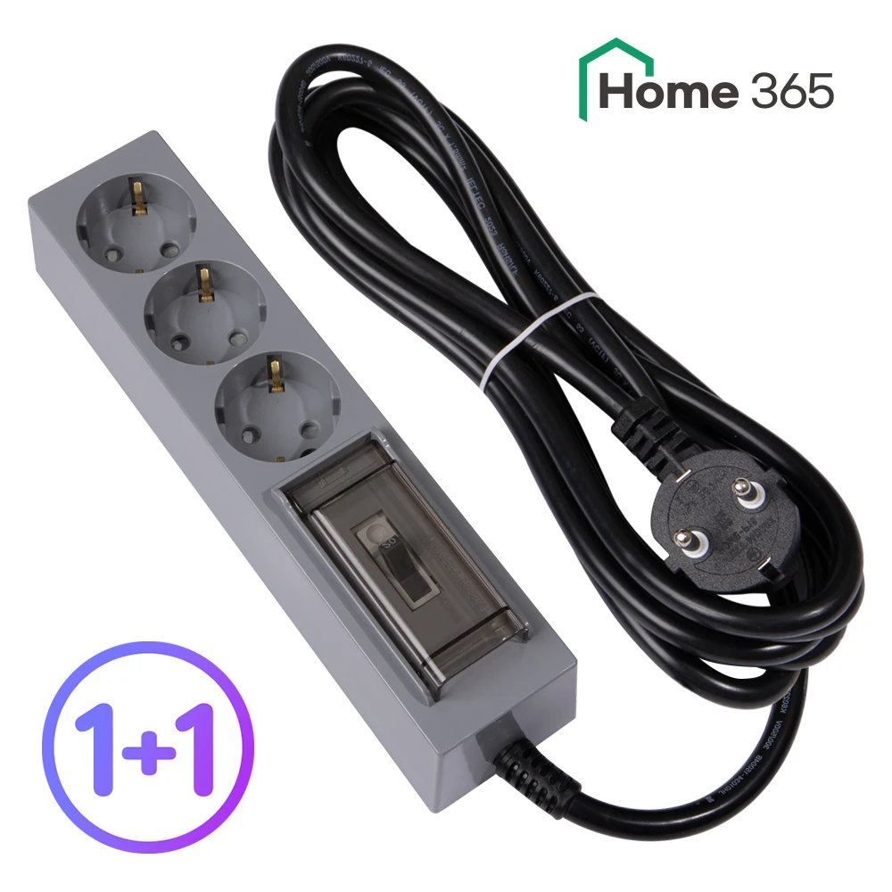 1+1 Domestic High Capacity 4000w Multi-outlet 3-gu 3m Grey