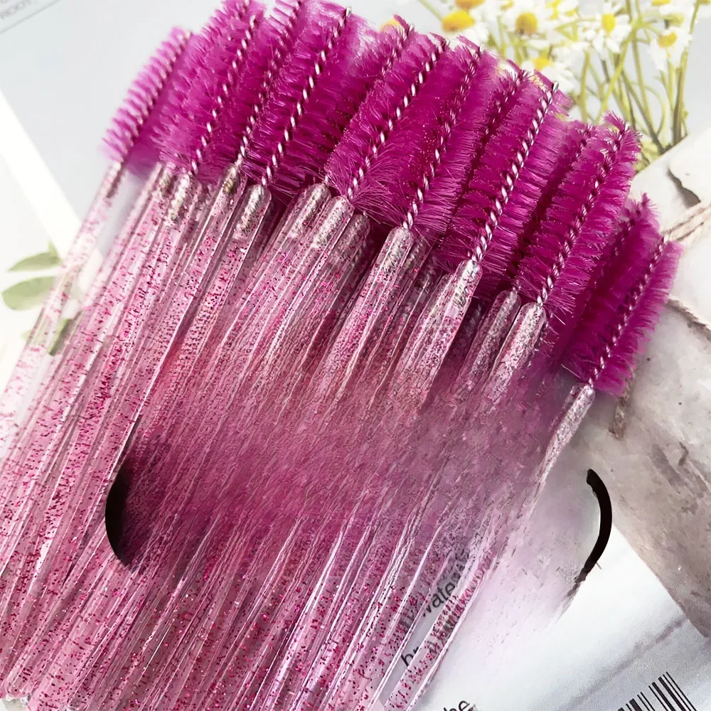 500Pcs Kristall Wimpern Make-Up Pinsel Diamant Griff Mascara Zauberstäbe Wimpern Verlängerung Werkzeug Einweg Spoolie Zauberstäbe für Mascara