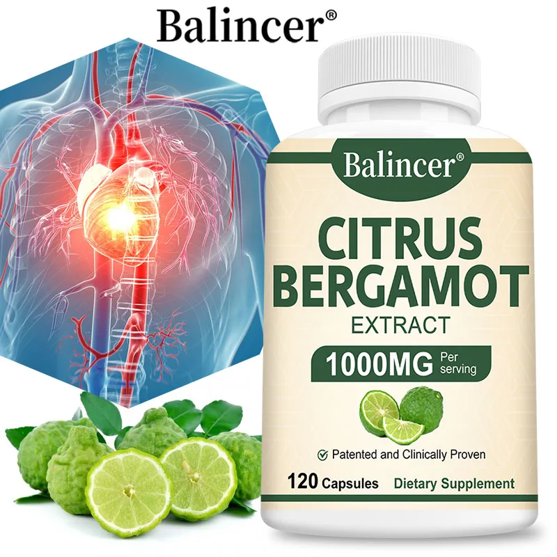 

1000mg Citrus Bergamot Capsules, Support Cardiovascular Circulation, Immune Defense, Antioxidant, Bone & Overall Body Wellness