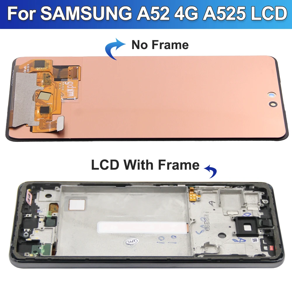 6.5\'\' AMOLED A52 Screen for Samsung A52 A525F 525F/DS Lcd Display Touch Screen with Frame Digitizer Assembly for Samsung A52 4G