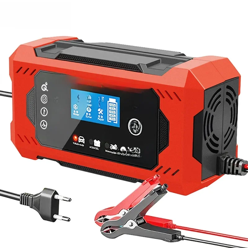 Chargeur de batterie de voiture Snap12 V, dispositif de charge de batterie de voiture et de moto, batterie au plomb, réparation intelligente, écran LCD