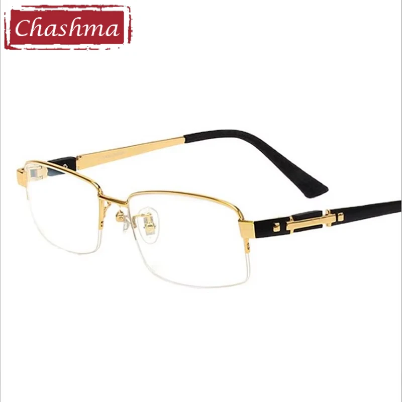 Chashma Pure Titanium Eye Glasses Half Rim Gentlemen Prescription High Quality Optical Eyewear Frame