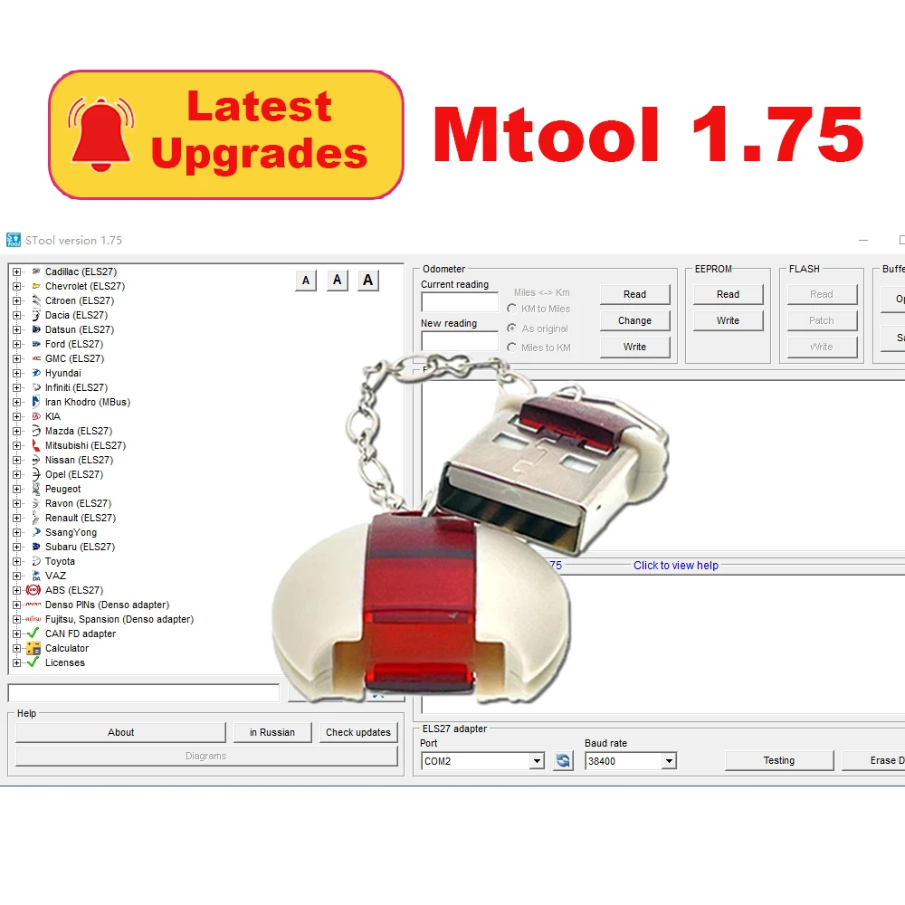 New Mtool V1.75 Mileage Correction Tool Full Set Mileage Adjustment Programmer Denso Adapters Denso Pin Upgrade of Mtool V1.64