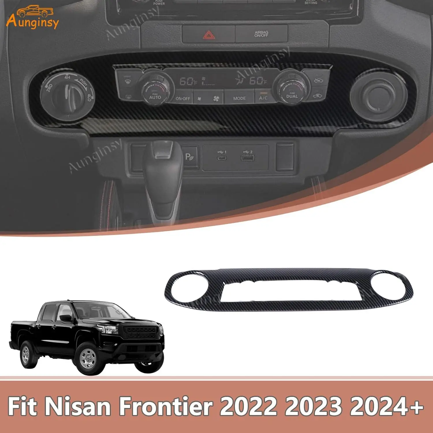 

Conditioner Center Control Panel Frame For Nisan Frontier 2022-2025,ABS Carbon Fiber Center Console Air Conditioner Panel Cover