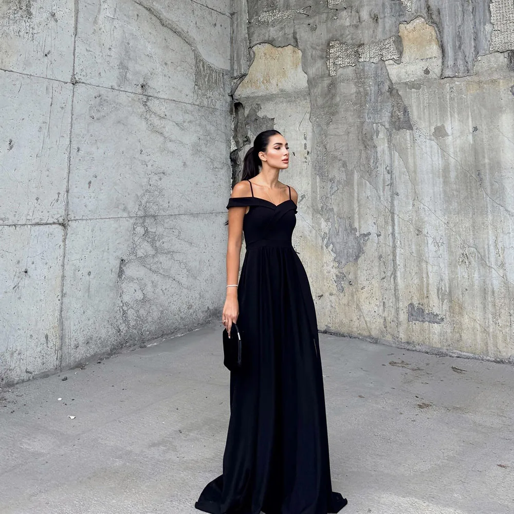 Msikoods Customized Black Off Shoulder Evening Dress Elegant Party Gown Slit Long Formal Dress For Women Wedding Guest Dress