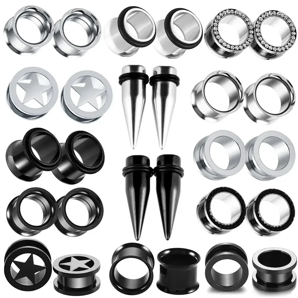 2 sztuk/partia stalowe zatyczki do uszu i tunele przekłucia uszu pusta zakręcana kolczyk Expander Earlets wskaźniki piercing biżuteria 2 MM-20 MM — zdjęcie 2