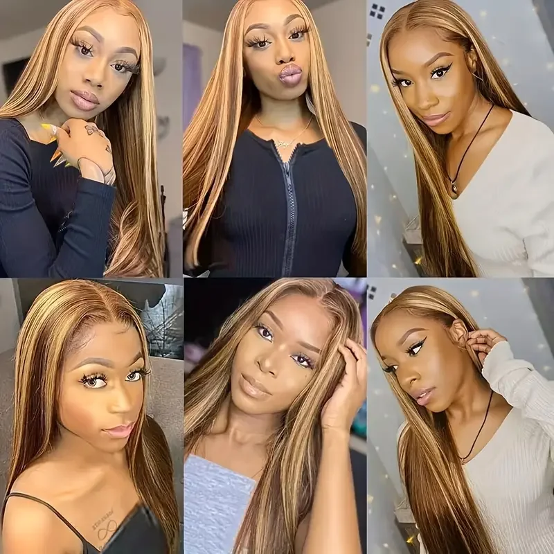 13x6 Hd Highlight Wigs P4/30 Colored Lace Front Human Hair Wigs For Women Honey Blonde Straight Hd Lace Frontal Wigs Glueless